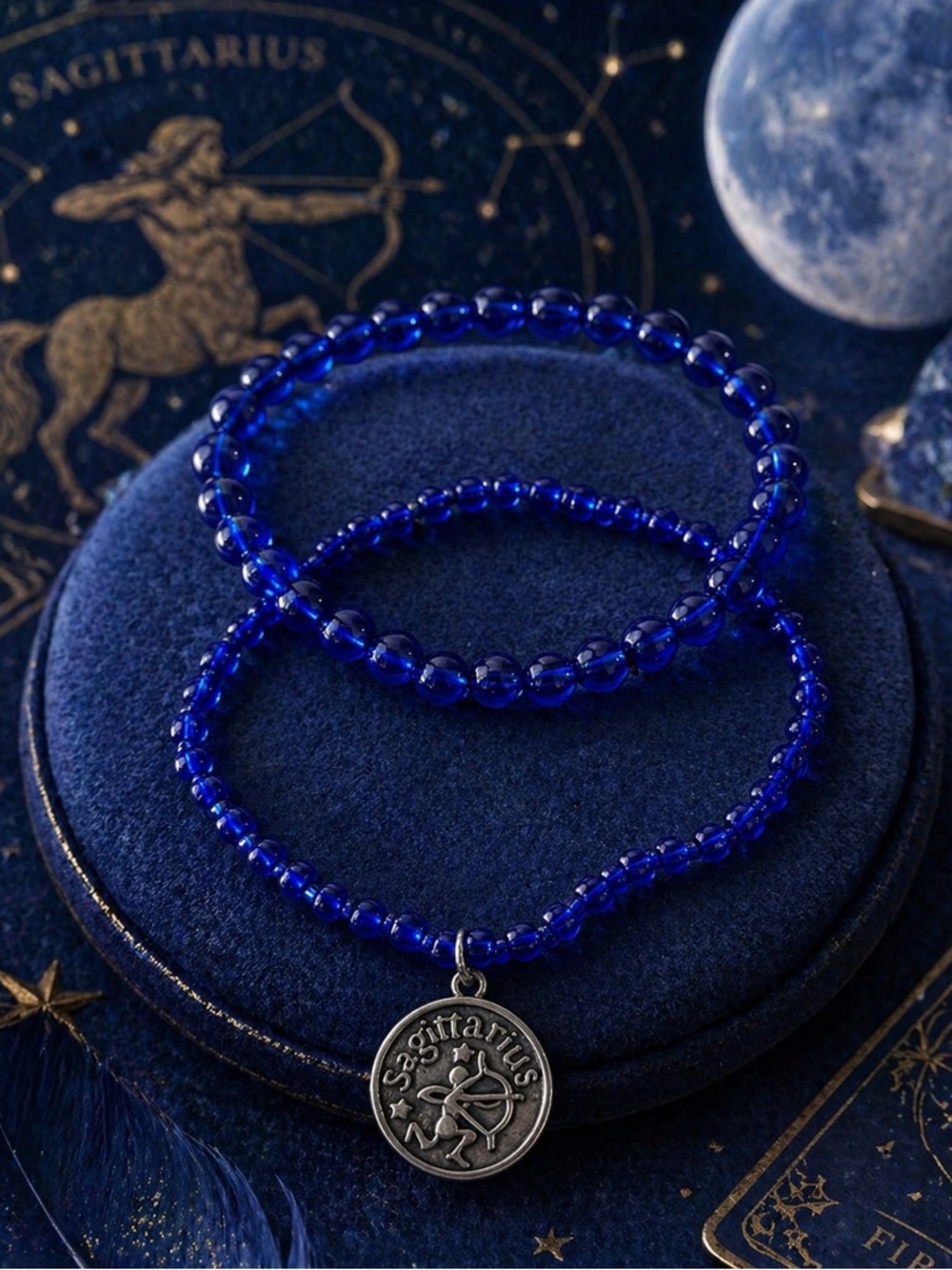 Sagittarius Blue Zodiac Bracelet Set 9”